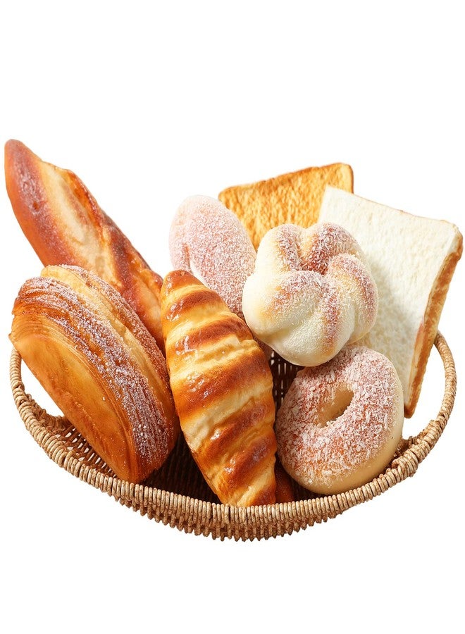 Joeabor 8pcs Artificial Bread Set, Realistic Fake Food for Display, Fake Bread for Decoration, Faux Food Props, Includes Faux Croissant, Dessert, Baguette and Toast - Image 1